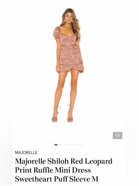 Revolve Majorelle Shiloh Red Leopard Print Ruffle Mini Dress Sweetheart M